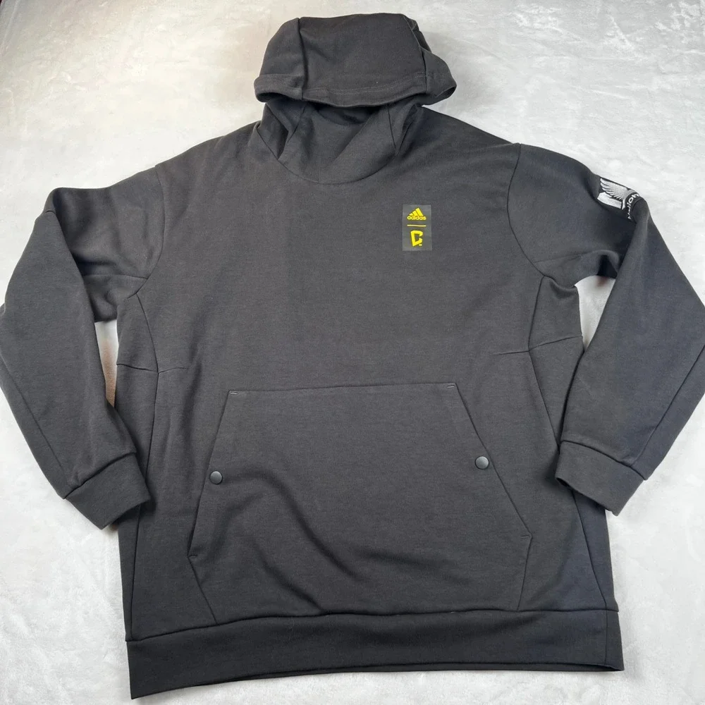 Adidas Mens Hoodie Black High Neck C 96 Graphic Pullover Sweatshirt XL